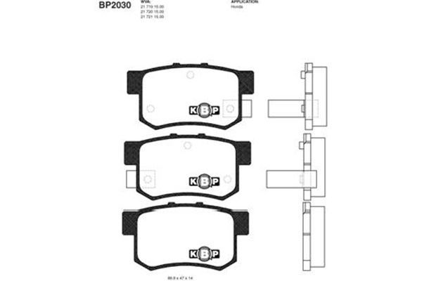 KAVO PARTS Комплект тормозных колодок, дисковый тормоз BP-2030